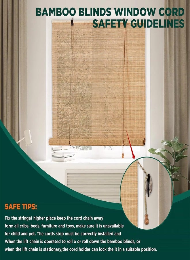 ستائر من الخيزران للنوافذ الداخلية، ستائر سهلة التركيب من الخيزران للنوافذ الداخلية، ستائر رول مخصصة للنوافذ الداخلية والباحات الخارجية، عرض 38 بوصة × ارتفاع 64 بوصة - Image 4